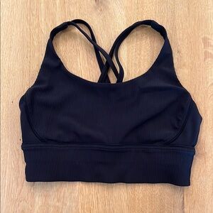 lululemon athletica Black Energy Ribbed Longline Bra Size 8 Med Support B-D cups
